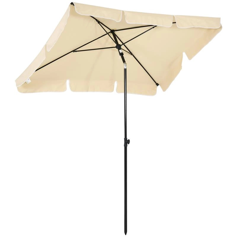 OMBRELLONE DA GIARDINO RETTANGOLARE E REGOLABILE CON PALO IN ALLUMINIO 2X1.3X2.5 M BEIGE