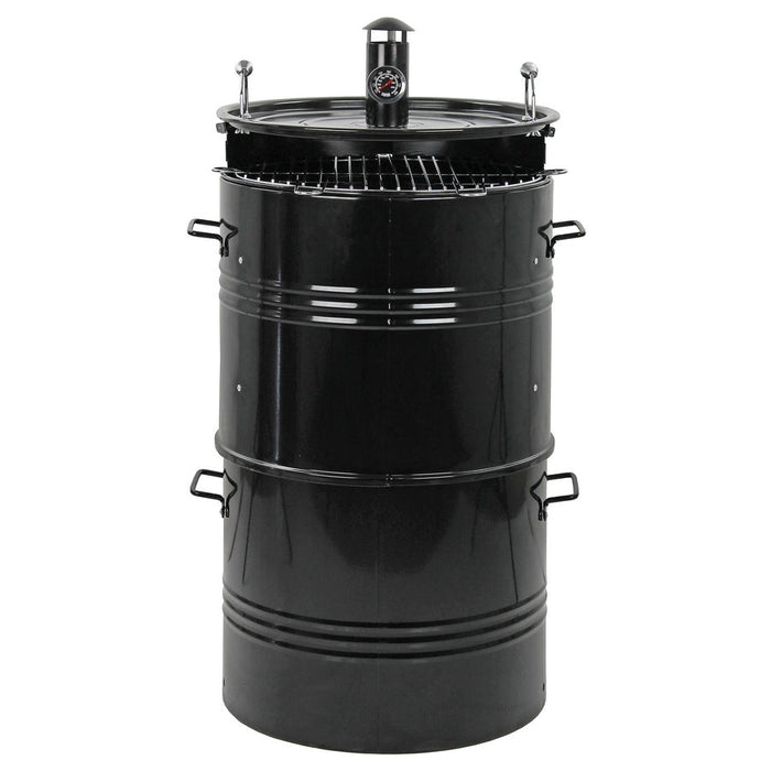 Barbecue Affumicatore a Carbone Carbonella 46,5x42,5x101 cm Griglia Ø47 cm Barrel Nero