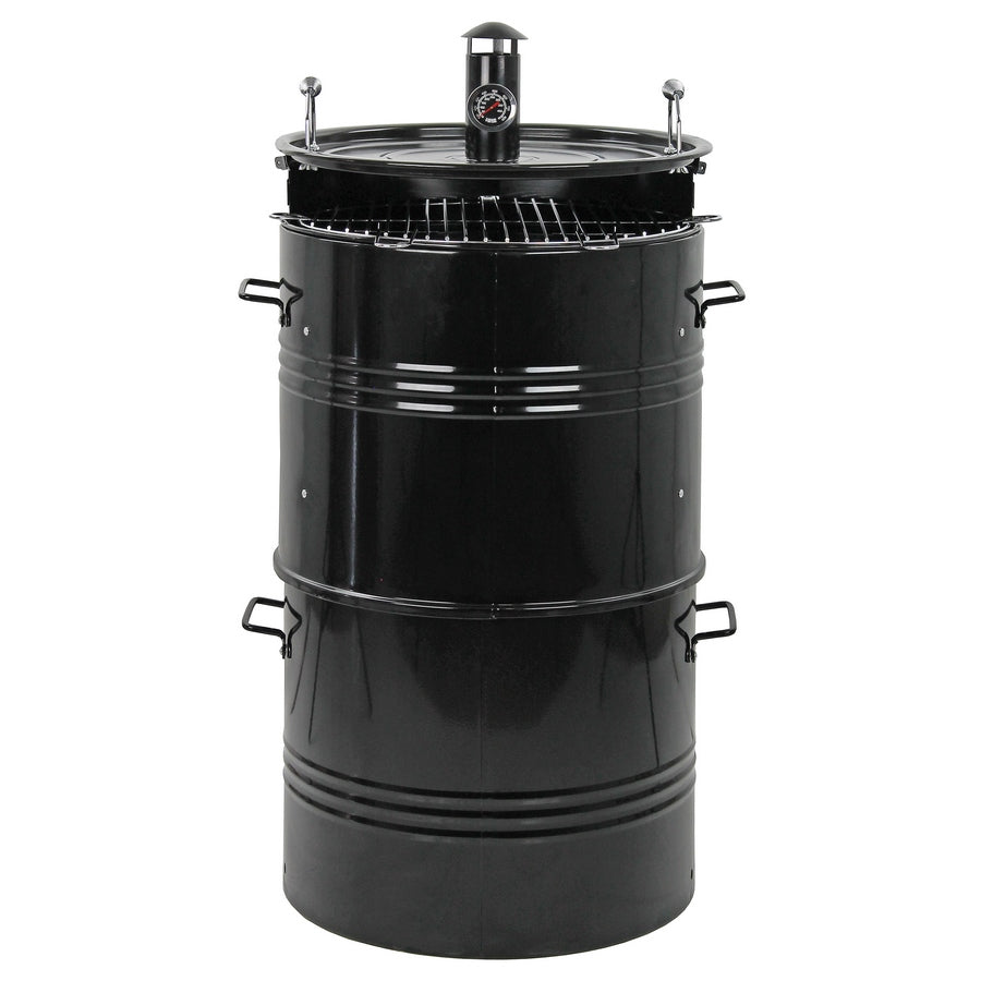 Barbecue Affumicatore a Carbone Carbonella 46,5x42,5x101 cm Griglia Ø47 cm Barrel Nero