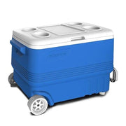 Trade Shop - Frigo Passivo Box Refrigerato Con Ruote Vassoio Portabicchieri Coperchio 45lt Blu 286505 -