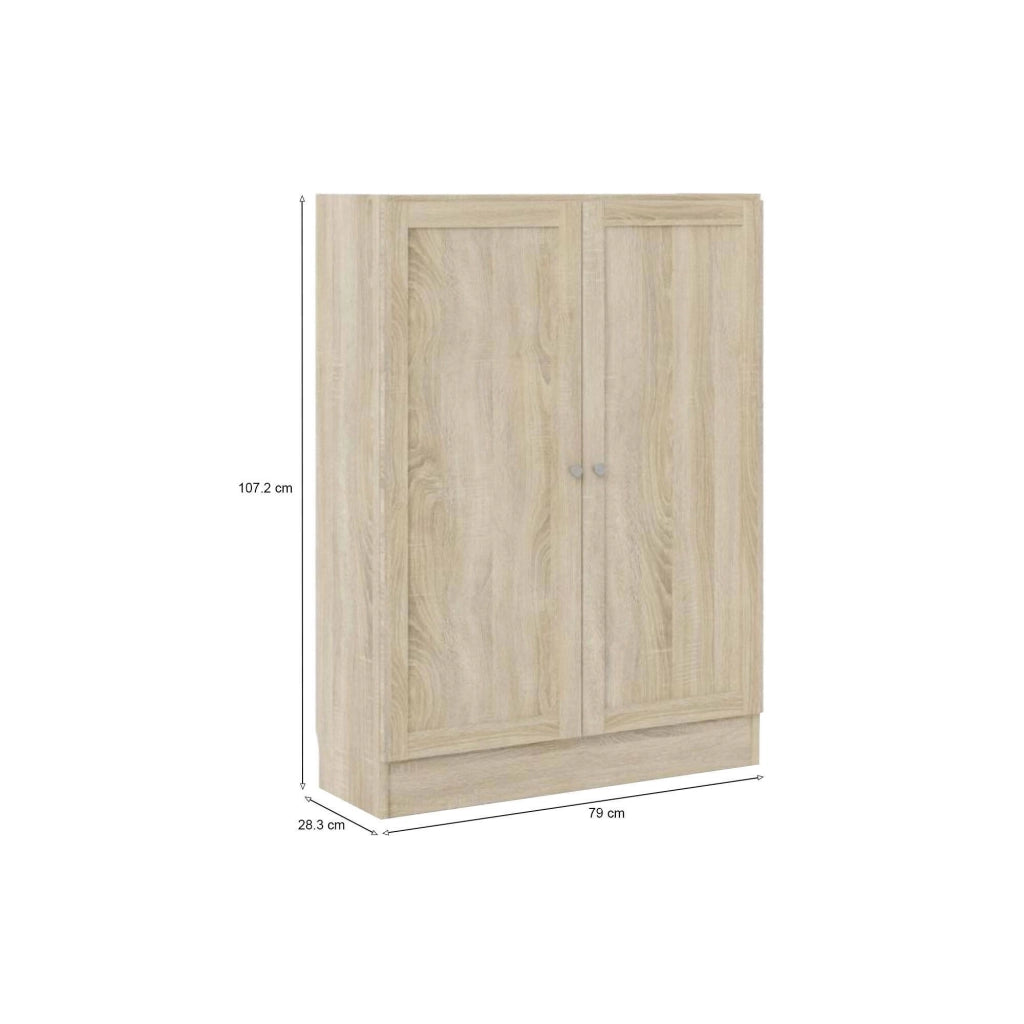 Libreria Sanba, Scaffale da ufficio, Mobile portalibri, Biblioteca, 79x28 h107 cm, Quercia