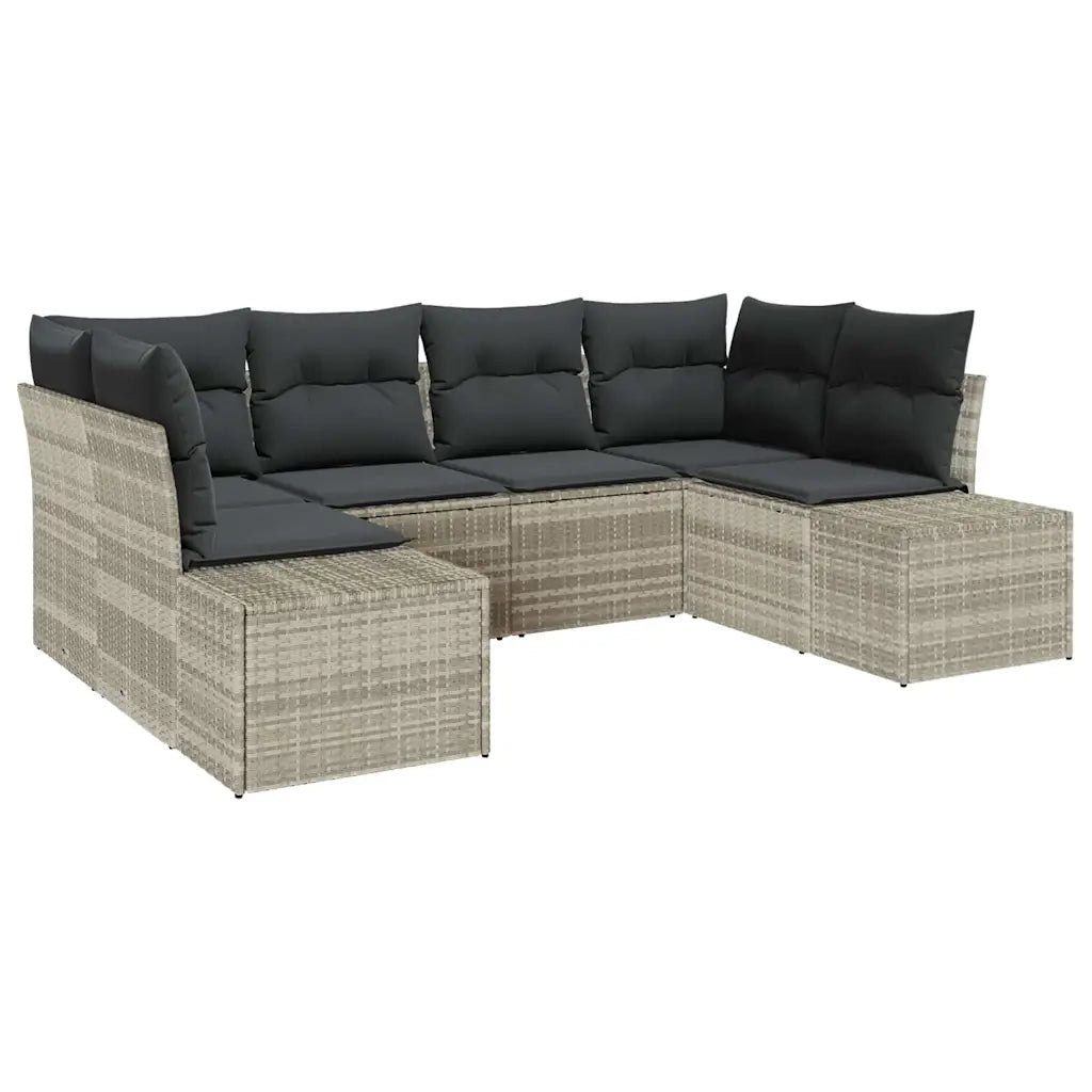 Set Divano da Giardino 6 pcs Grigio chiaro Poly Rattan 3355871