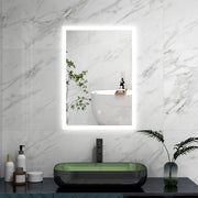 AICA Specchio 70x50cm,3 colori,Memoria, Antifog,Regorabile,Retroilluminato,doppio interruttore