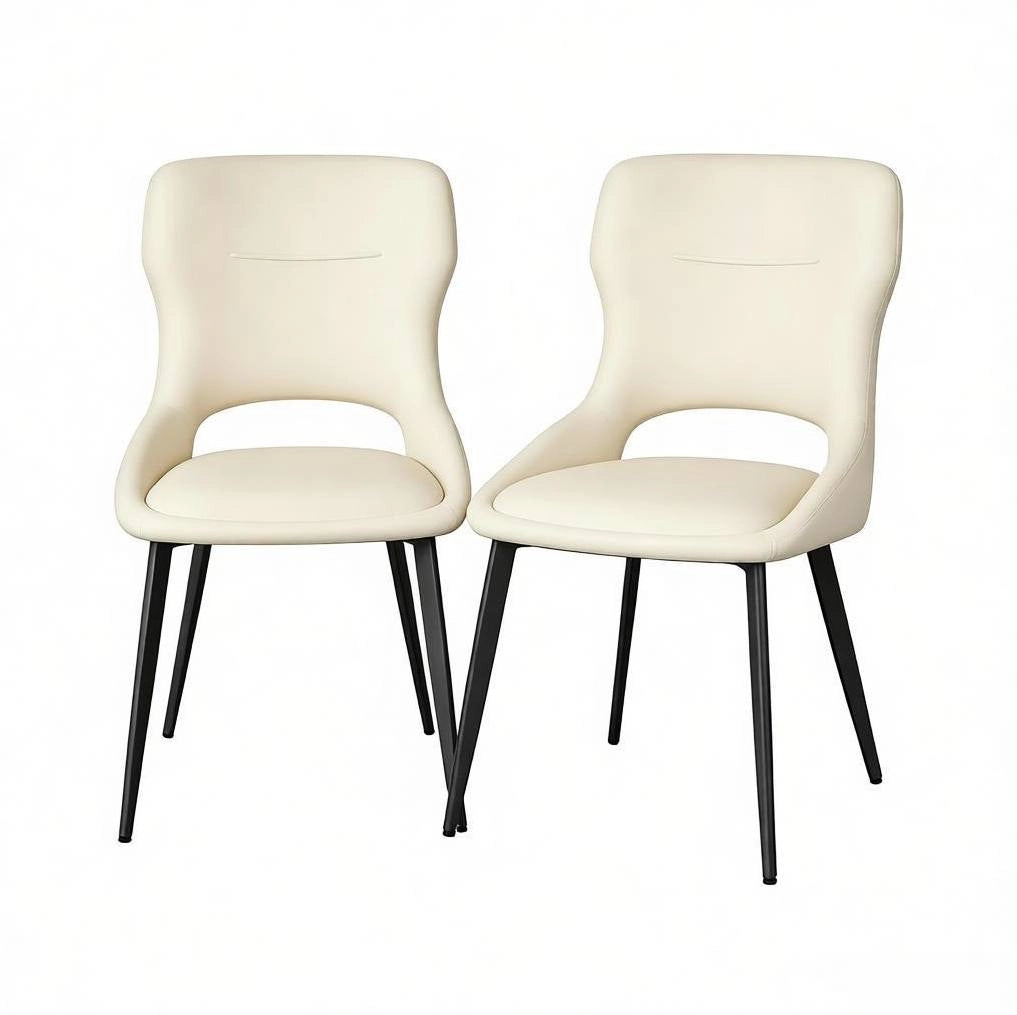 Sedia da pranzo 43x40x86 cm in ciniglia beige, set da 2, schienale traforato