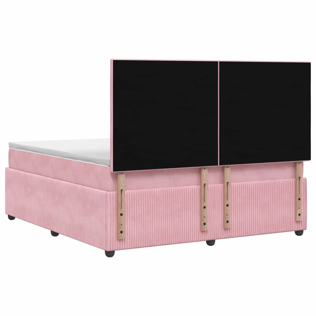 Letto Box Spring LED con Materasso Rosa 180 x 200 cm Velluto 3456130