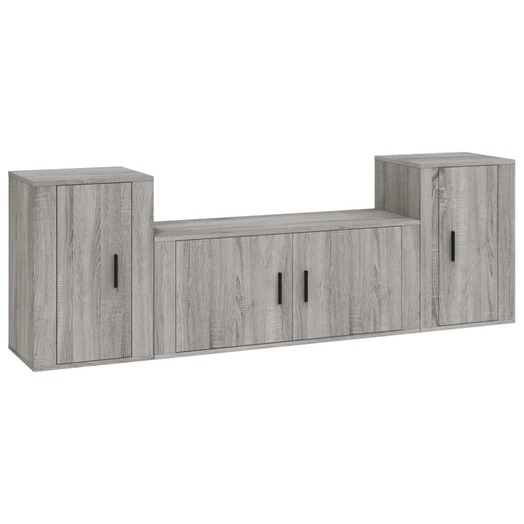 Set Mobili Porta TV 3 pz Grigio Sonoma in Legno Multistrato 3188516