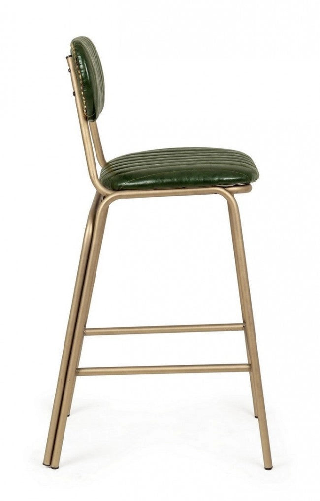 Sgabello Bar Addy Verde Scuro Imbottito in Similpelle