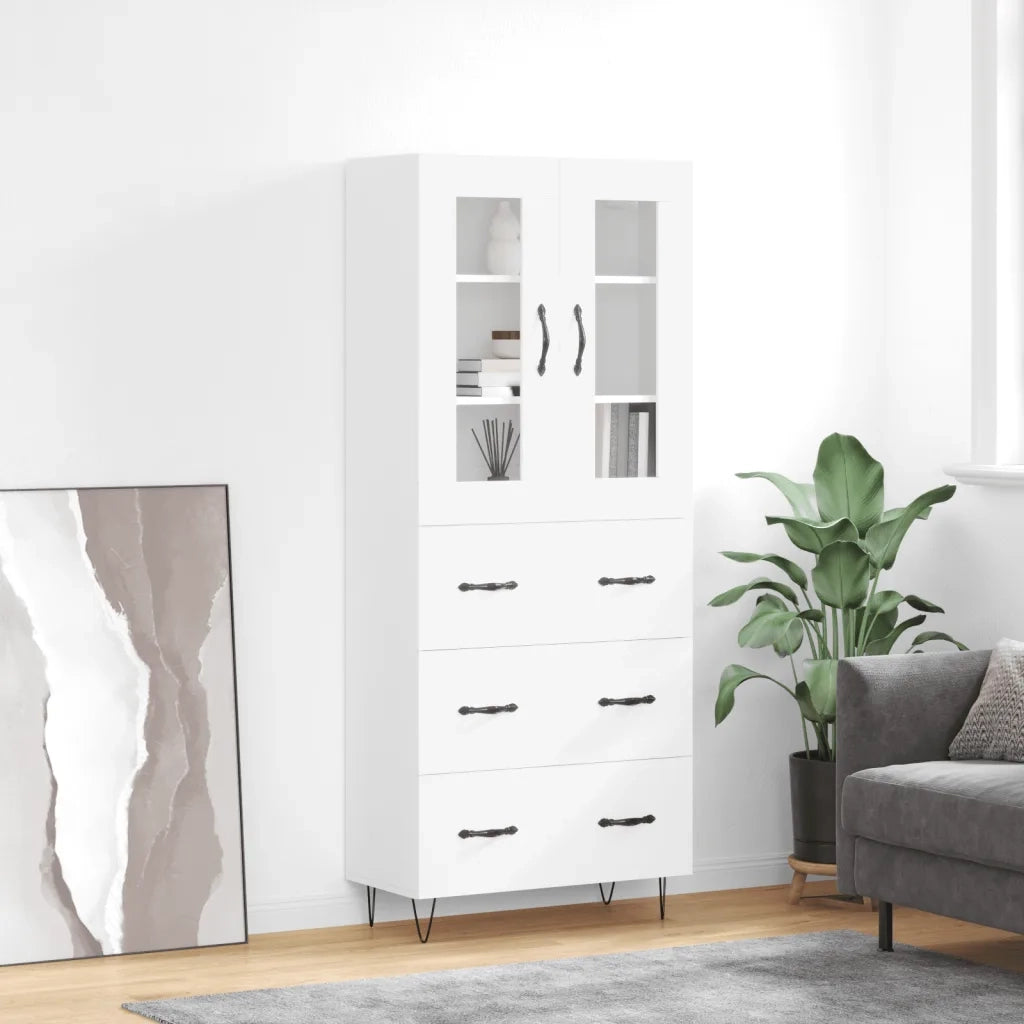 Credenza | Madia | Buffet da pranzo | Armadio da pranzo Bianca 69,5x34x180 cm in Legno Multistrato