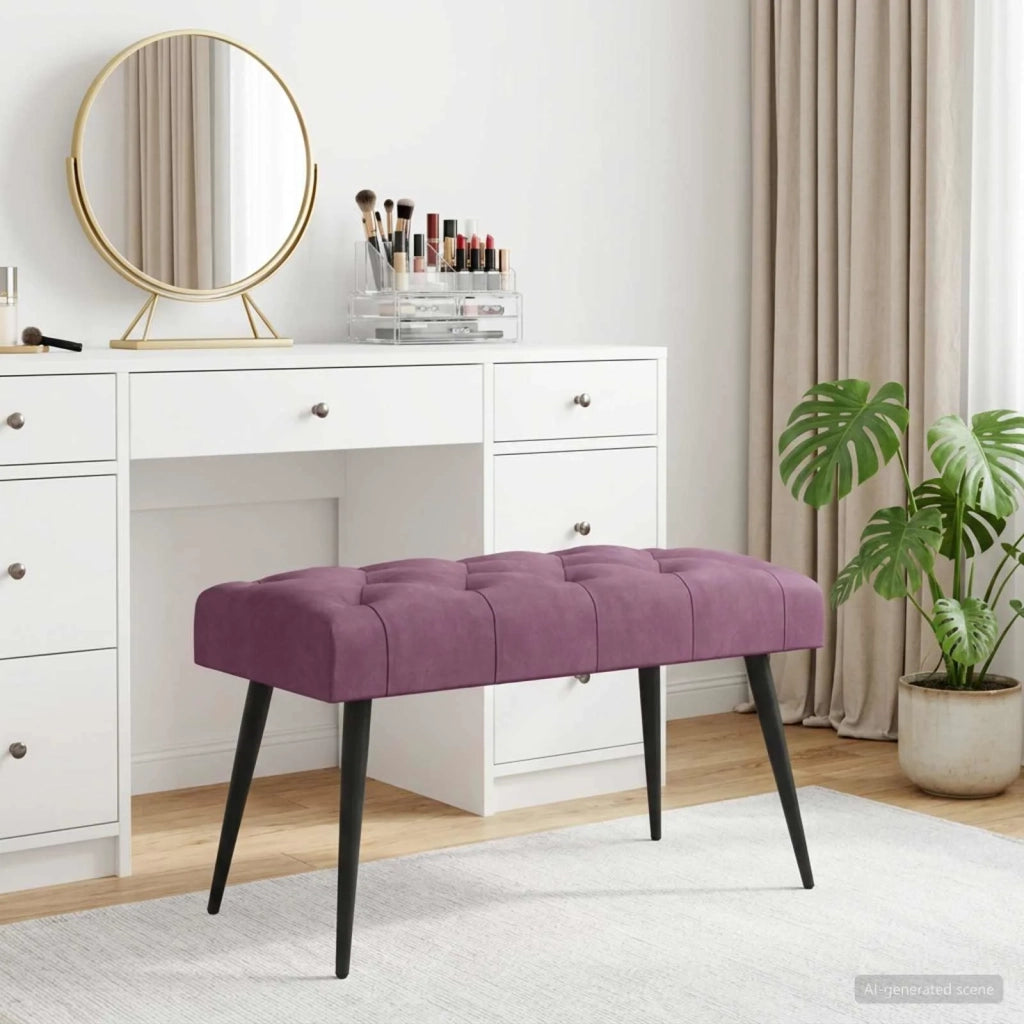 Panchina con bottoni imbottiti Viola 80 x 40 x 46 cm Velluto 42038570