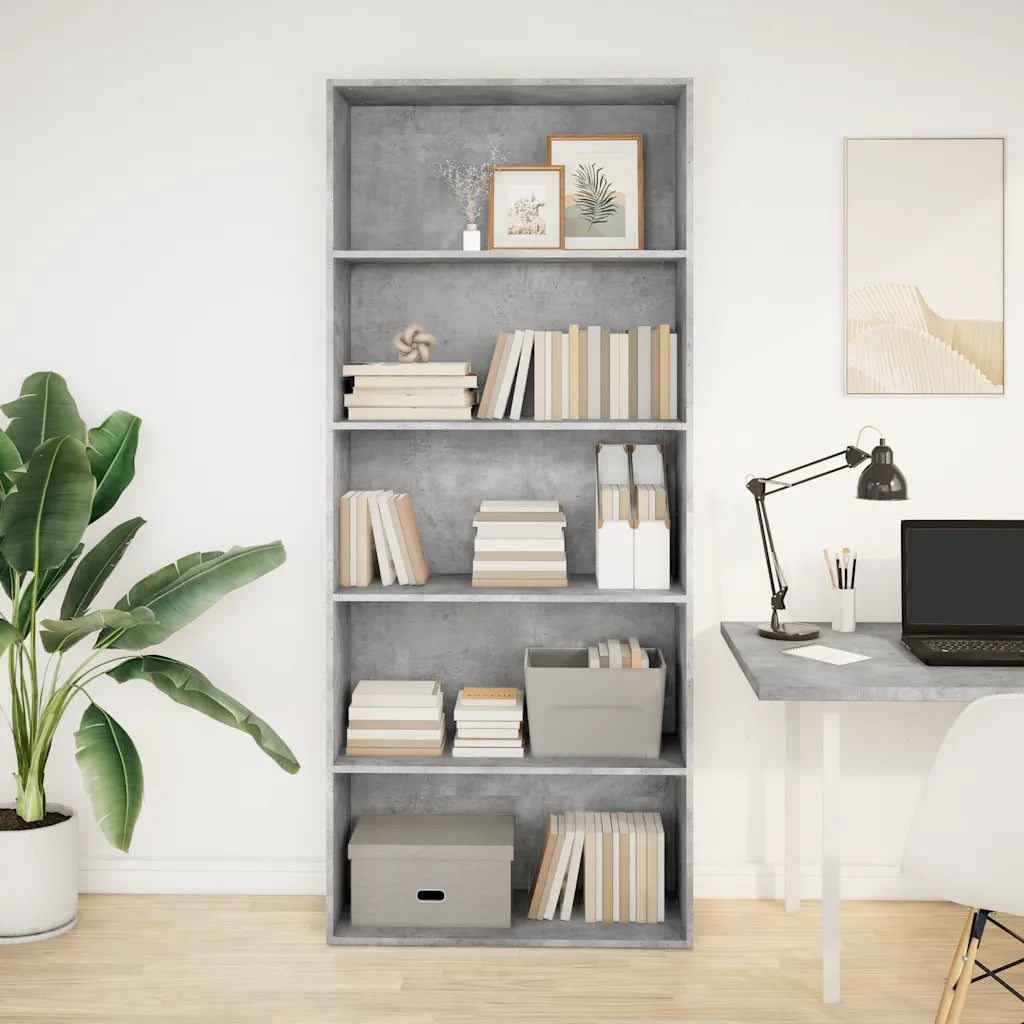 Libreria Grigio Cemento 80x30x189 cm in Legno Multistrato 3314672
