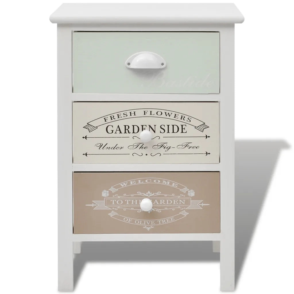 Mobile contenitore con 3 cassetti stile rustico francese 38 x 28 x 57 cm legno bianco 02_0046273