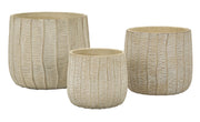 Cachepot Flake Set 3 Pz 30,5x30,5x27 cm in Ceramica Crema