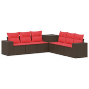 Set di divani 7 pcs Marrone e Rosso Rattan sintetico e Acciaio 3448841