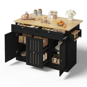 Mobile cucina con piano ribaltabile; 4 cassetti e ruote - per cucina - in MDF - nero
