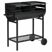 Barbecue In Acciaio Resistente Con Ruote E Ripiano Portaoggetti Alimentazione A Carbone 90 x 45 x 96 Cm Nero