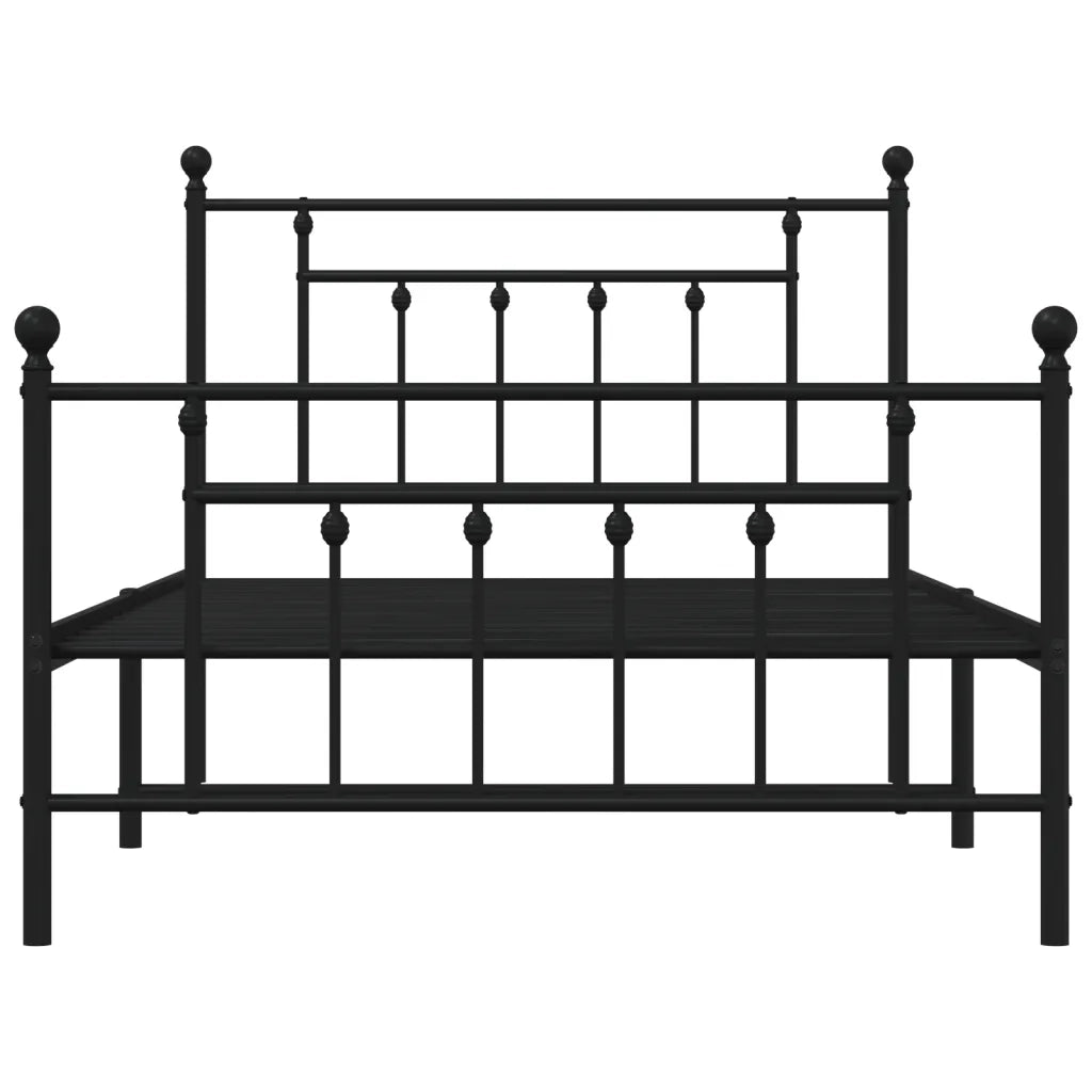Giroletto con Testiera e Pediera-Struttura Letto Metallo Nero 107x203 cm 635903
