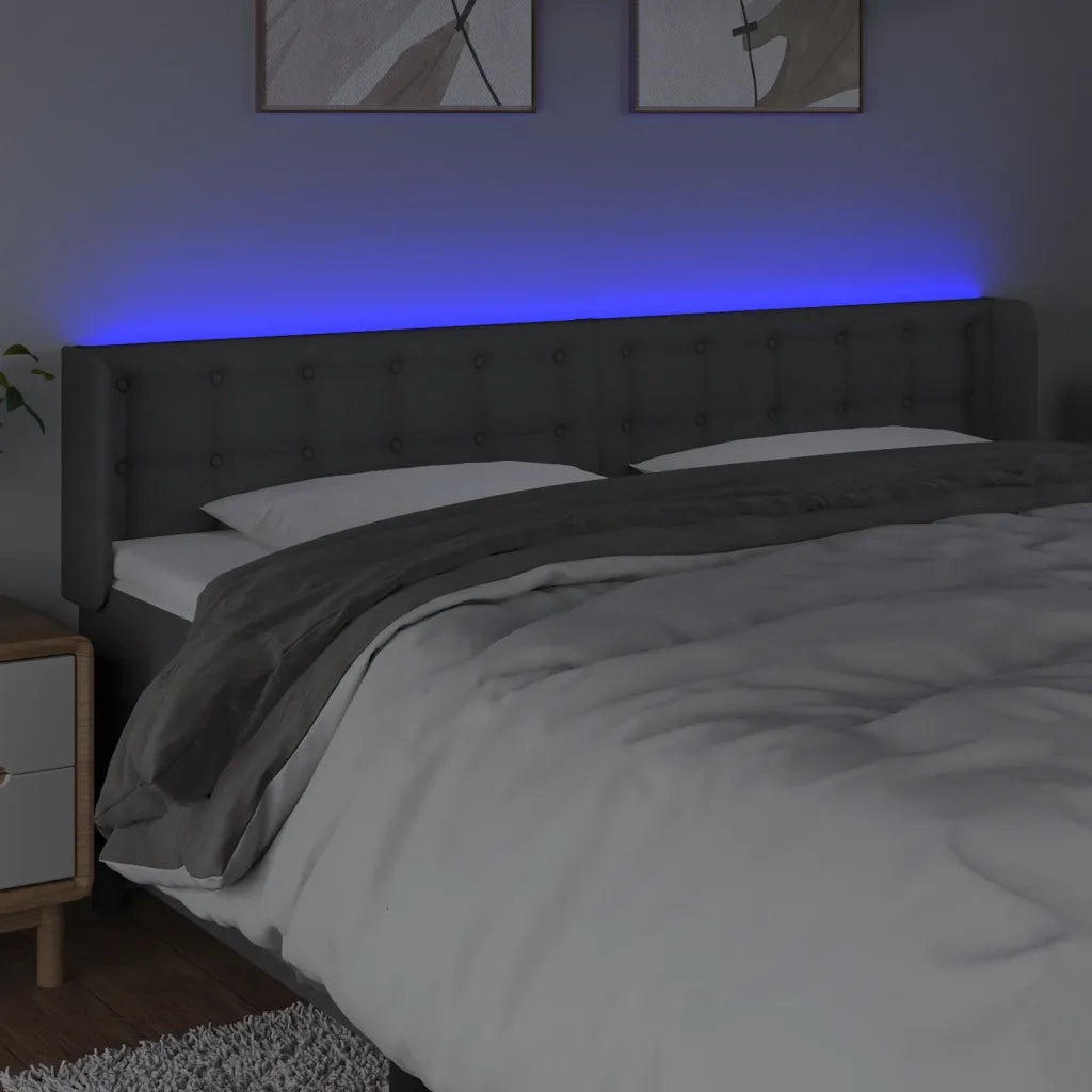 Testiera a LED Grigio Scuro 163x16x78/88 cm in Tessuto 3123677