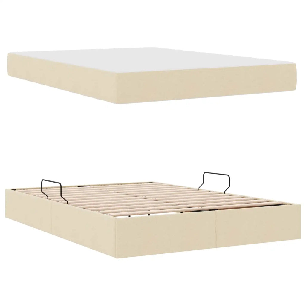 Letto con contenitore e materasso Crema 140 x 200 cm Poliestere 3399668
