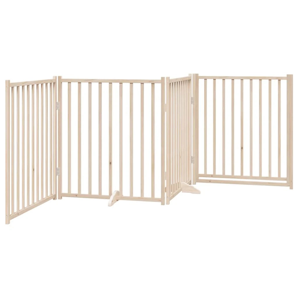 Cancelletto di sicurezza per cani con 4 pannelli in legno massello di abete marrone 02_0023306
