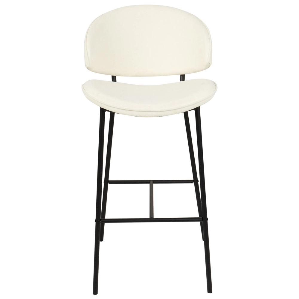Set di 2 sgabelli da bar con sedile imbottito in tessuto beige chiaro senza braccioli schienale curvo stile moderno