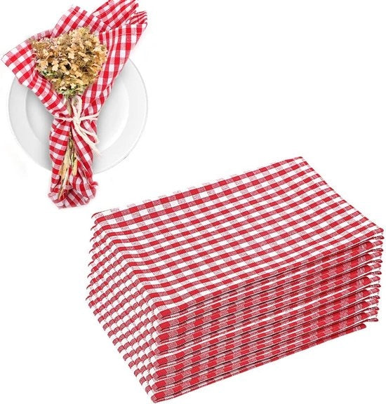 Set di tovaglioli in tessuto 8 pezzi, tessuto per tovaglioli, 100% cotone, stile country scandinavo, tovaglioli a quadri, 45 x 45 cm, tovaglioli per matrimoni, decorazione da tavola, Natale, compleanni, caffè.