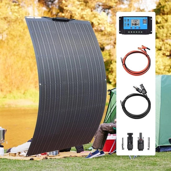 Pannello Solare Flessibile - Kit Completo - Sistema Energia Solare 200W - Flessibile - UltraDura 3MM - Leggero - Pannello Solare per Camper