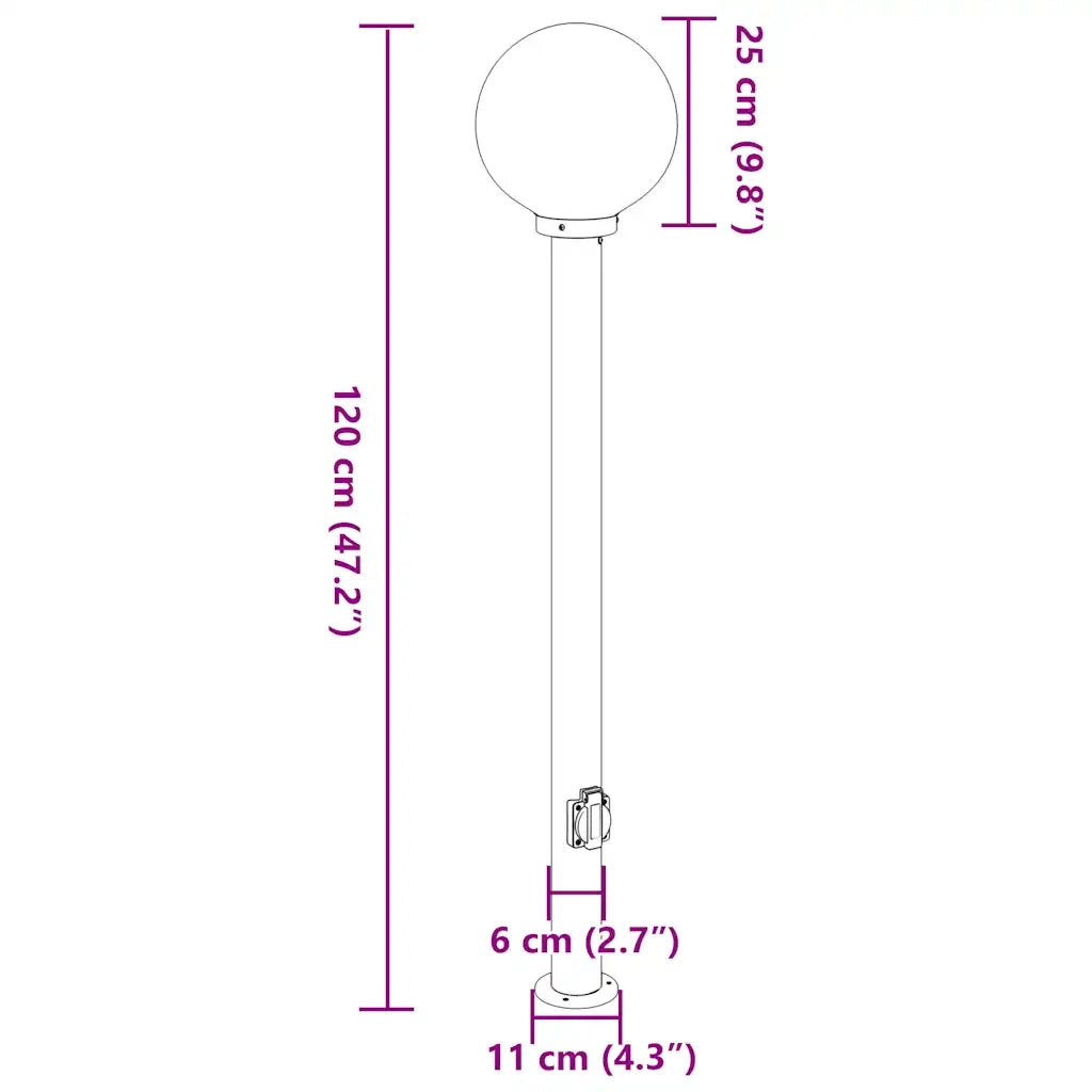 Lampioni a palo con presa elettrica 3 pz 120 cm Nero IP44 4006122