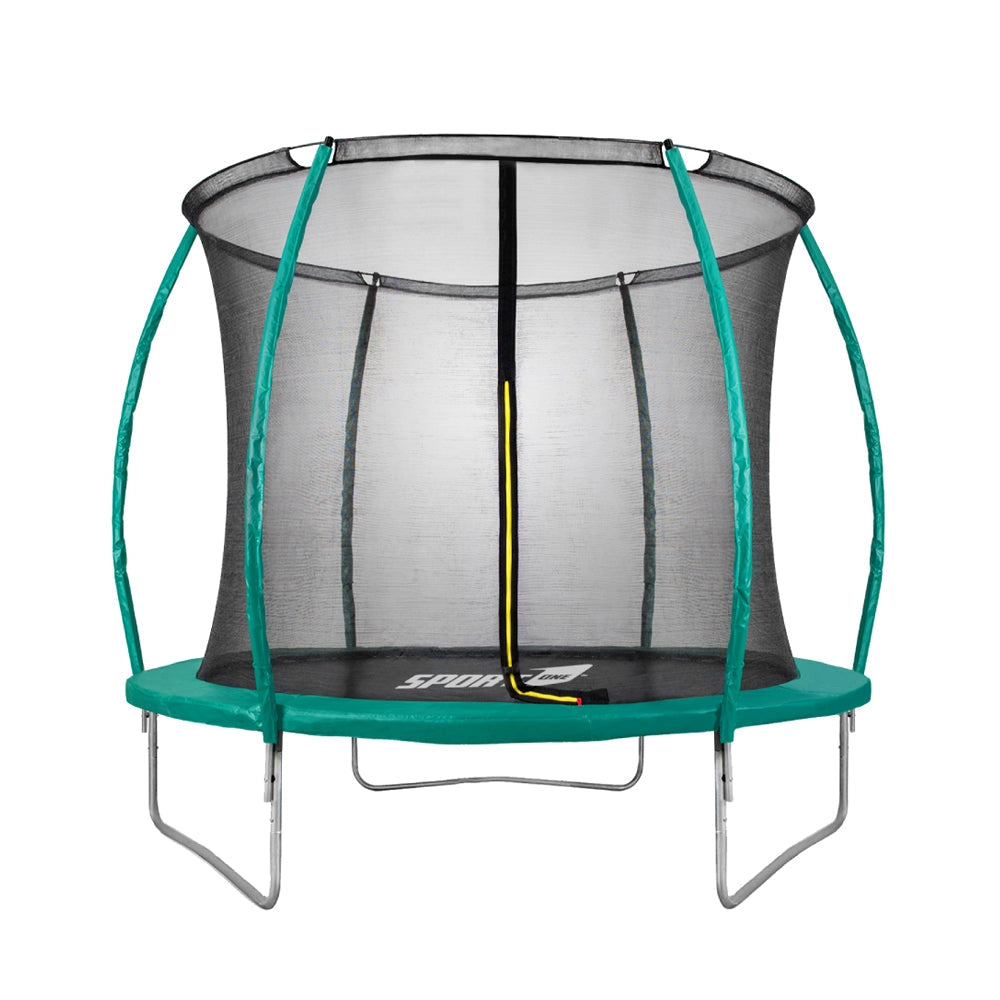 Trampolino Tappeto Elastico Ø244x235 cm in Acciaio con Rete di Protezione Verde e Nero