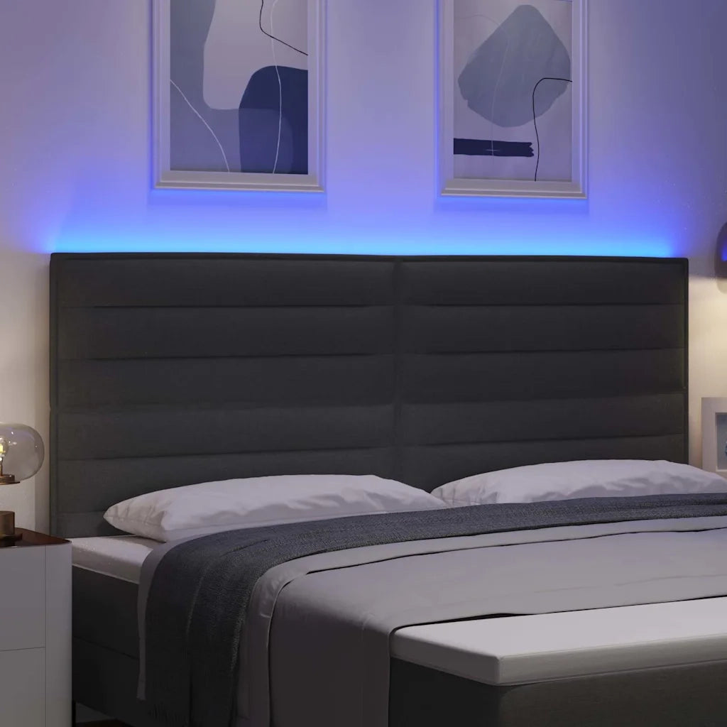 Testiera LED con strisce LED Grigio scuro 200 cm Tessuto 3338308