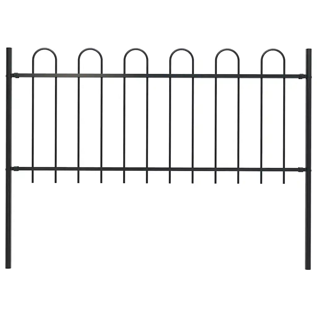 Recinzione da Giardino BOXTEL con Parte Superiore ad Anello in Acciaio 170x80 cm Nero 144929