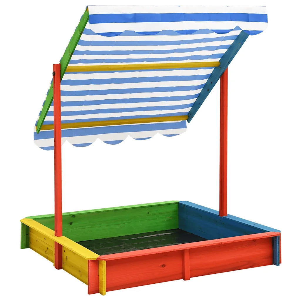 Sabbiera con Tetto Regolabile in Legno Abete Multicolore UV50 316475