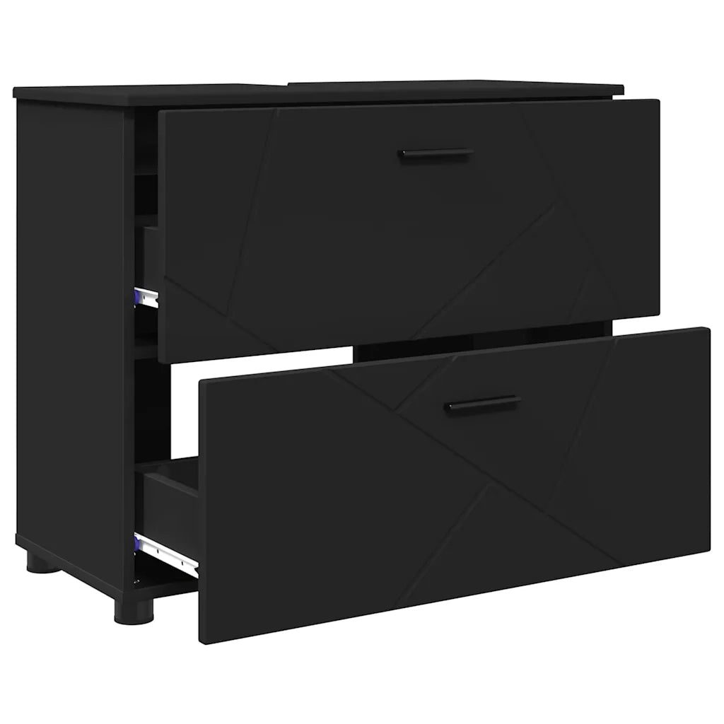 Mobile da Bagno con cassetto con porta Nero 76,5 x 35 x 64 cm 883295