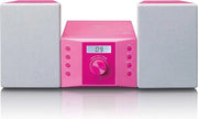 Sistema stereo compattibile per bambini con lettore CD, schermo LCD e ingresso AUX in rosa