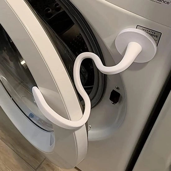 Sostegno per porta lavatrice per carrello anteriore, supporto porta lavatrice magnetico universale, sostegno porta lavatrice flessibile per la maggior parte dei modelli di lavatrice (bianco)