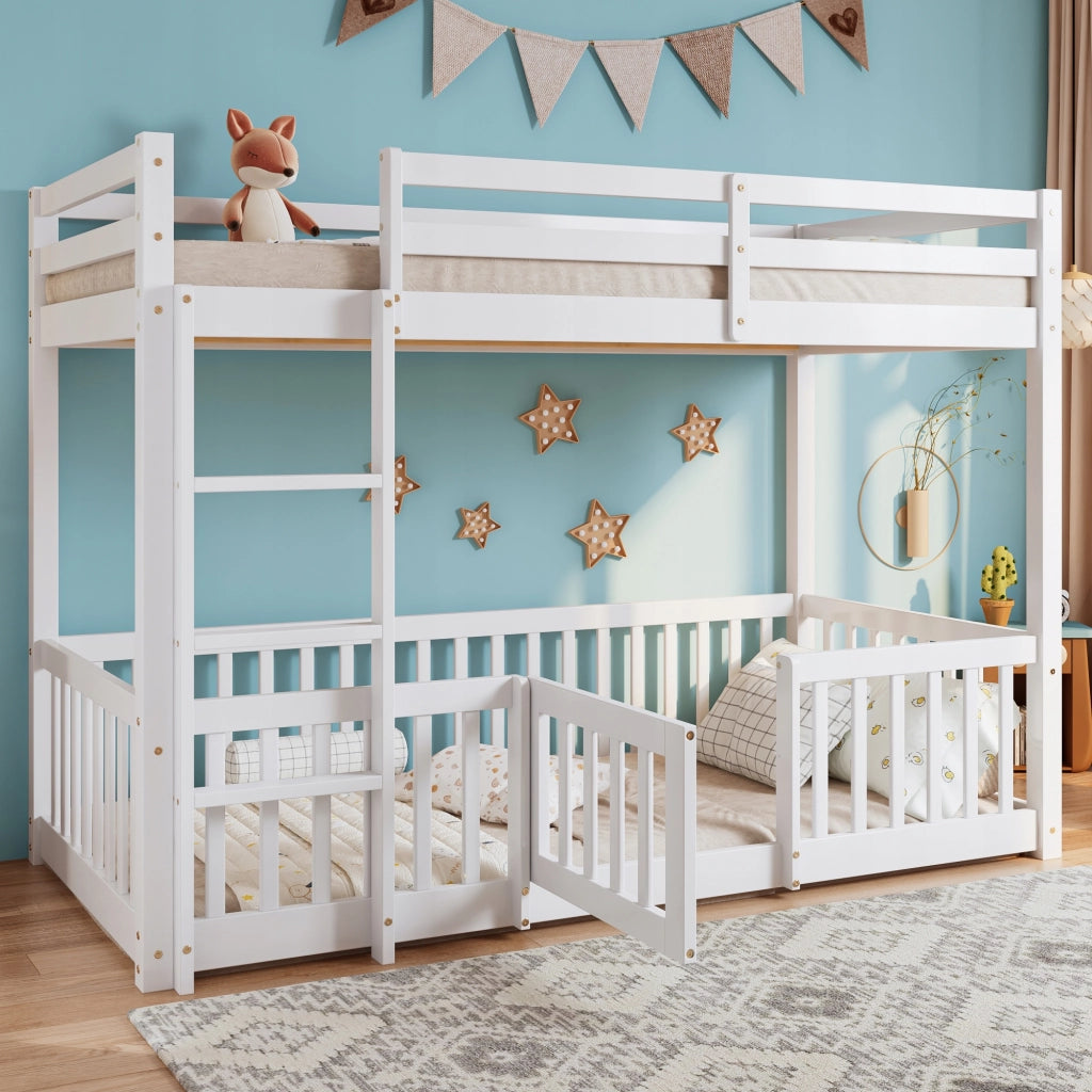 Letto a castello 90x200cm bianco con scala - Xylo