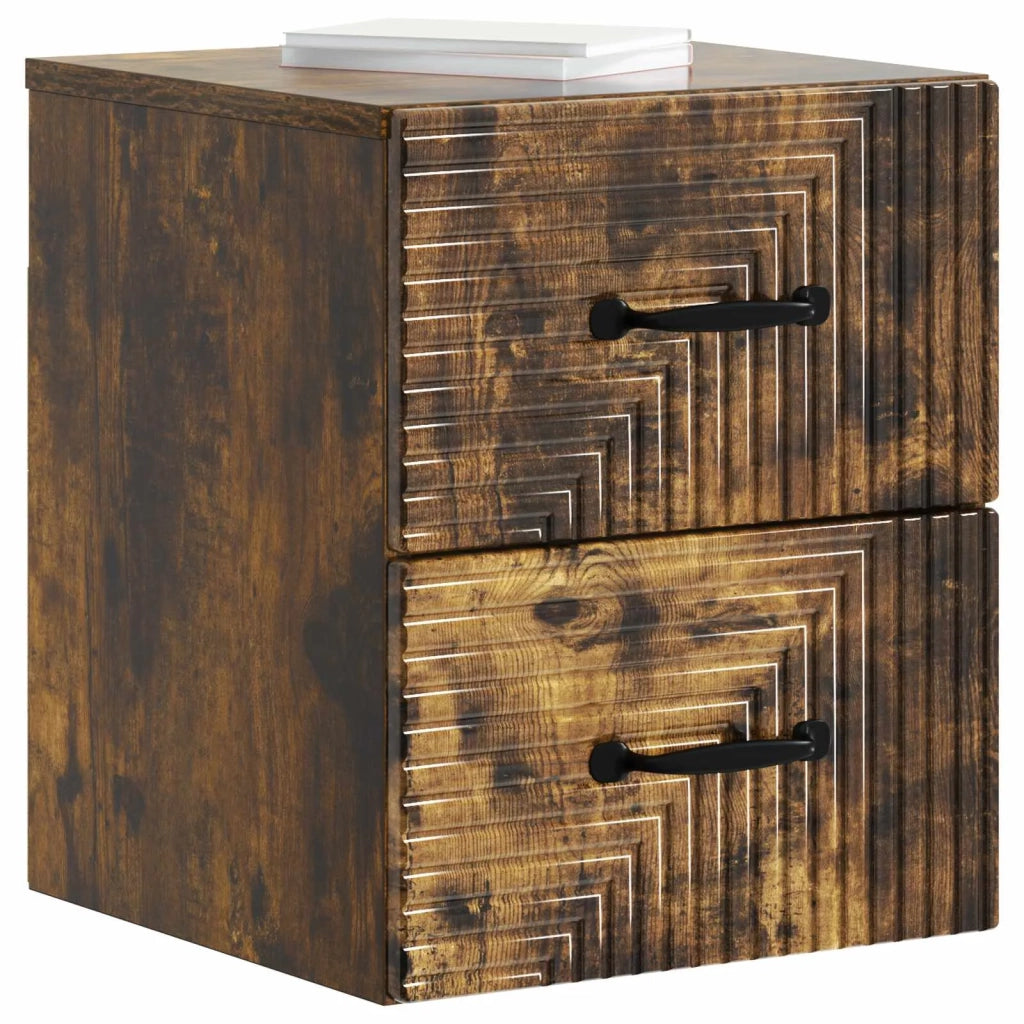 Mobiletto da notte a muro 2 pcs Rovere Fumo 34,5 x 33 x 40 cm 898646