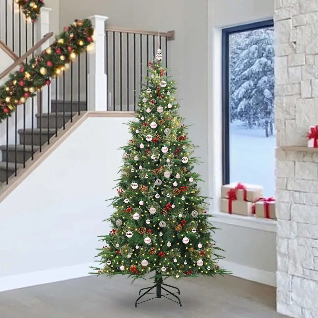 Albero di Natale | Decorazioni natalizie Artificiale con Rami Pieghevoli Verde 240 cm