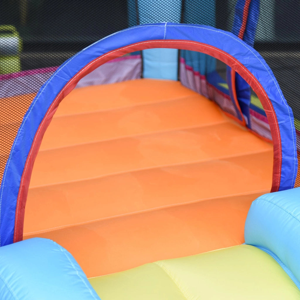Castello Giostra Gonfiabile 380x200x180 cm con Scivolo Piscina e Pompa Multicolor