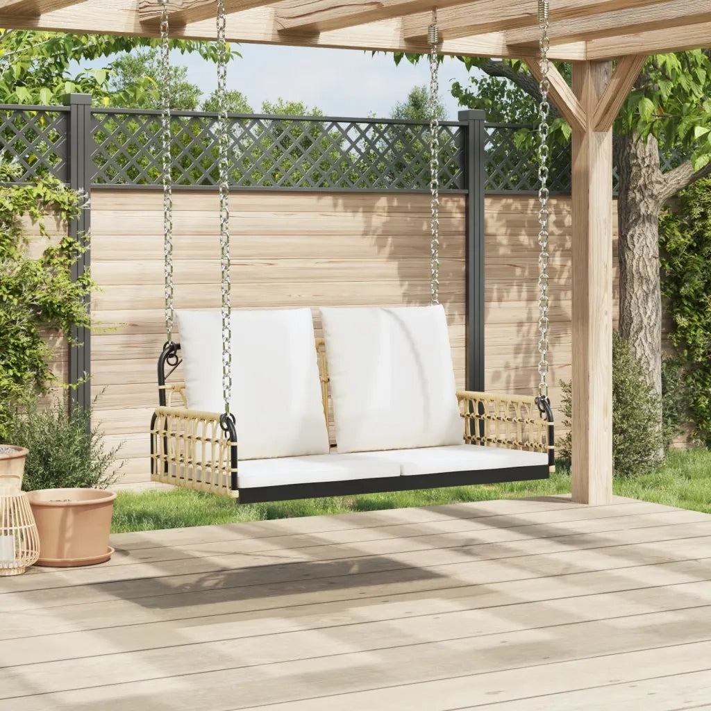 vidaXL Panchina a Dondolo con Cuscini 105x58x38cm Polyrattan e Acciaio