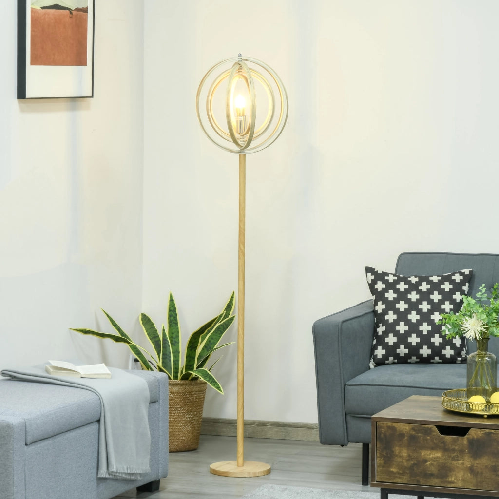 Lampada da Terra Circolare ¨C zephmum ¨C Legno Chiaro ?38x160cm 40W