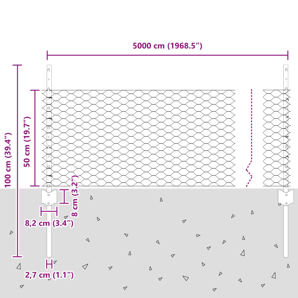 Posti per Recinzione  11 pz U-Channel Grigio 60 cm Acciaio