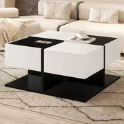 Tavolino da caffè quadrato bicolore con 2 cassetti 70x70 cm