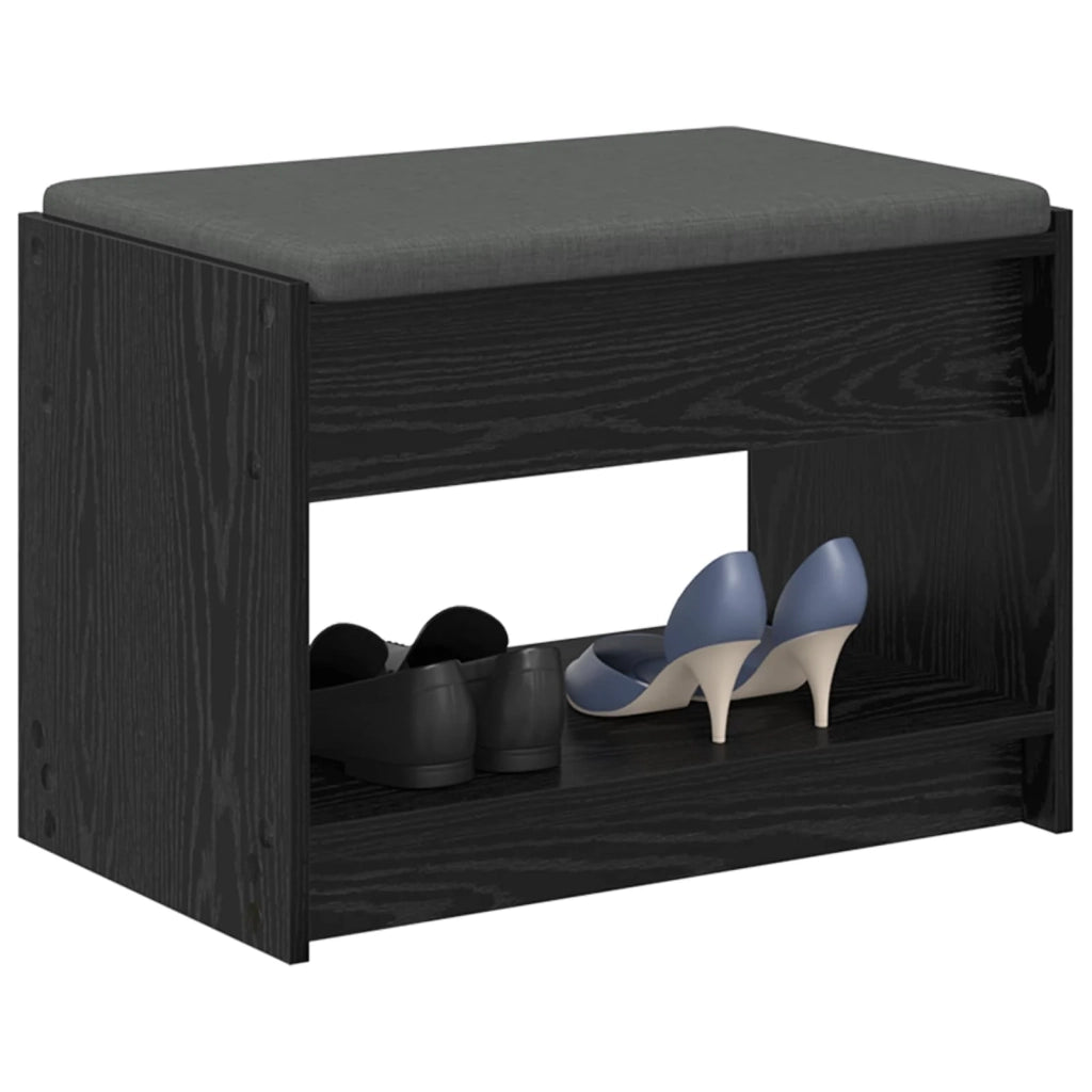 Panca per ingresso con cuscino Rovere Nero 63 x 38 x 45 cm 891569