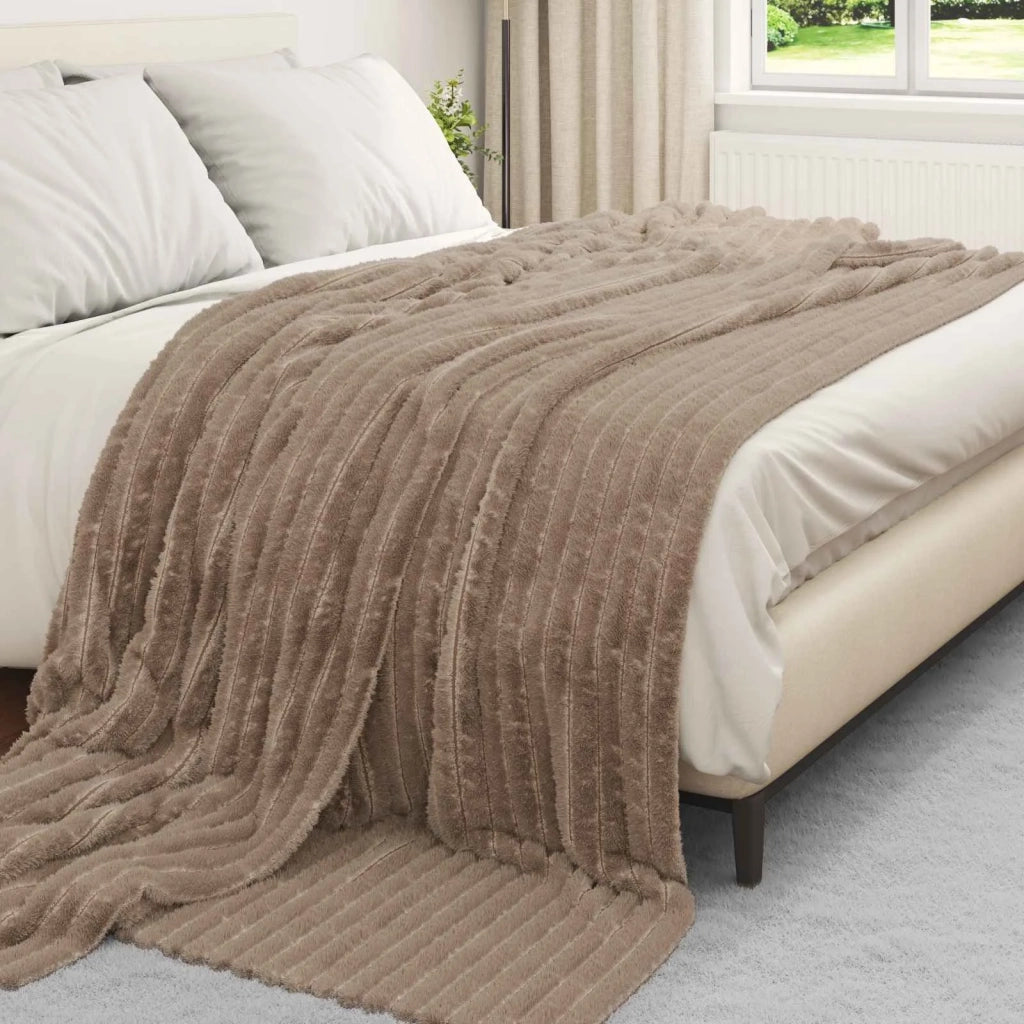 Coperte da Pile 6 pz Cammello 240 x 220 cm Panno