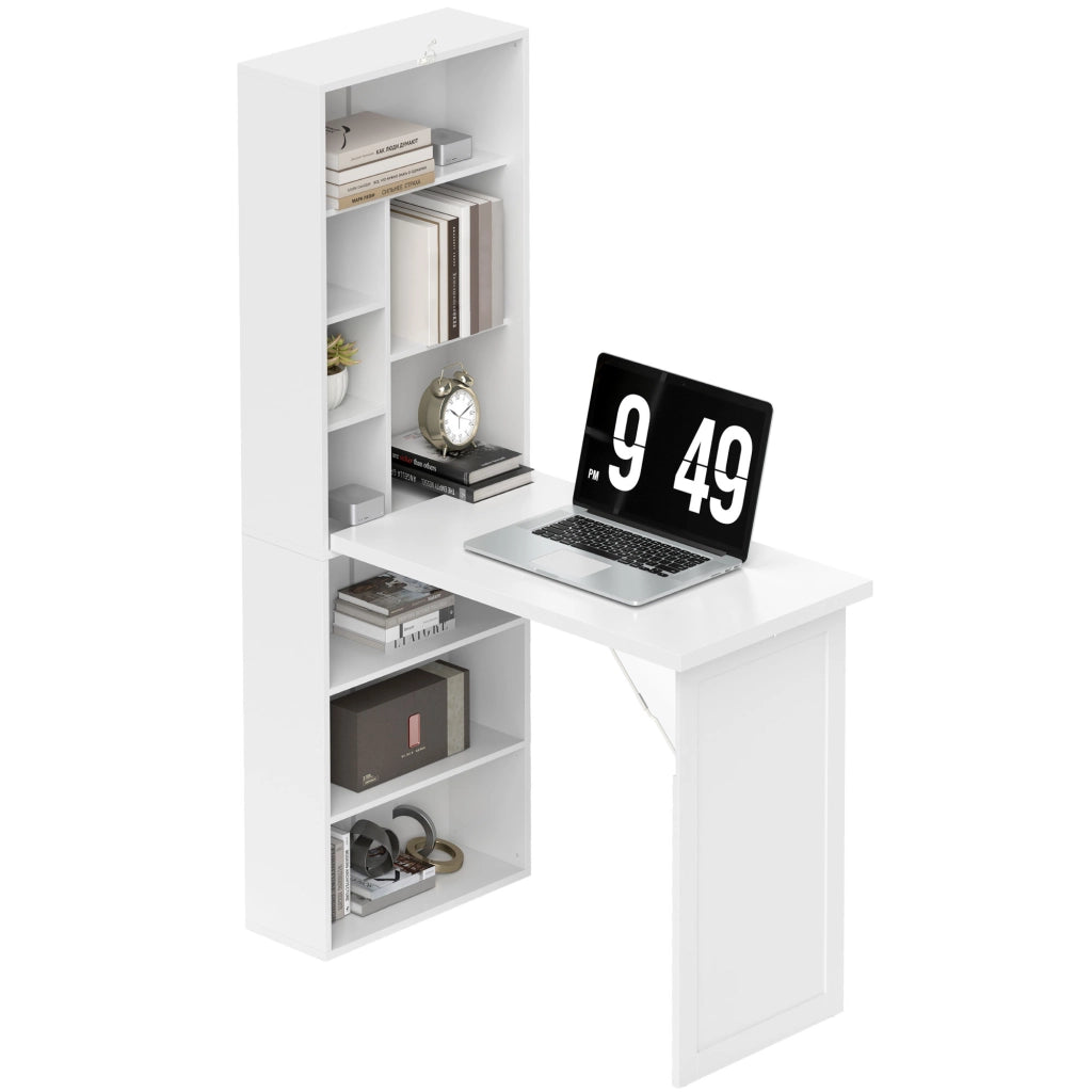 Scrivania pieghevole con libreria integrata ¨C Xylo ¨C Bianco 98x51x153cm