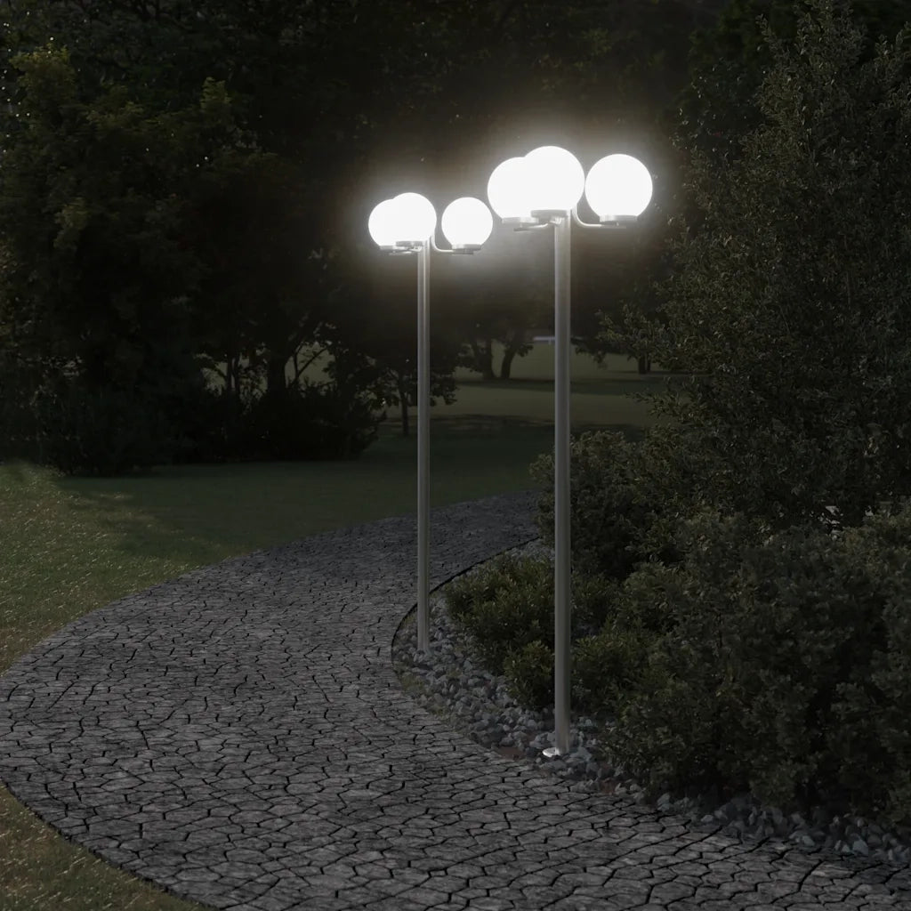 Lampade da Terra per Esterni 2pz Argento 215cm in Acciaio Inox 4006390