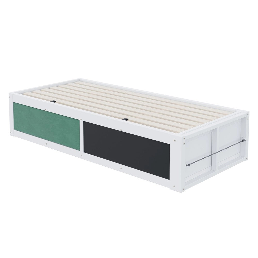 Letto Singolo con Contenitore e Piano Scrittura ¨C MINIMAL ¨C Bianco, 90x200
