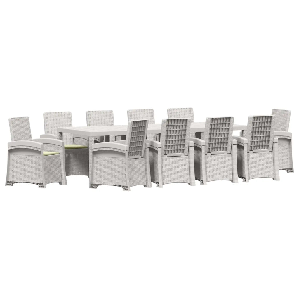 Set da Pranzo per Giardino 11 pz Bianco e Crema PP 3430175