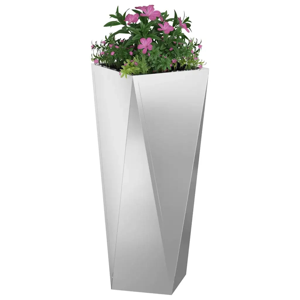 Fioriera 2 pcs Argento 30 x 30 x 75 cm Acciaio zincato