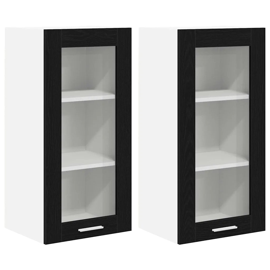 Armadio pensile con porta 2 pcs Rovere Nero 40 x 31 x 80 cm